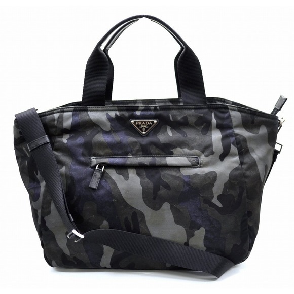 Prada Handbags - Prada Nylon Leather 2way Camouflage Tote Shoulder Bag Dark Green